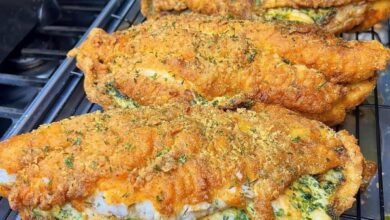 Photo of Stuffed Catfish with cheese, spinach, and shrimp