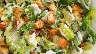 Photo of Caesar Salad and Homemade Caesar Salad Dressing