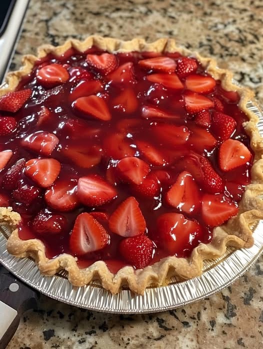 Classic Strawberry No-Bake Pie with a Glossy Jelly Glaze