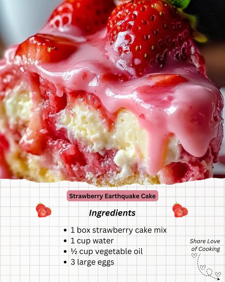 Berry Delicious Earthquake Cake: A Strawberry Explosion!
