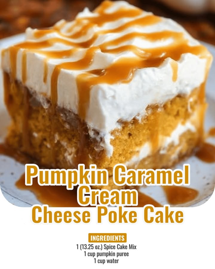 Pumpkin Caramel Cream Cheese Poke Cake