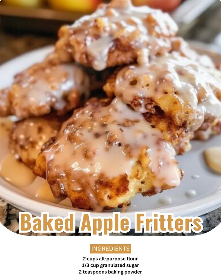 Baked Apple Fritters (Not Fried!) with Cinnamon Glaze