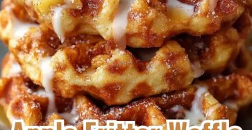 Cinnamon-Spiced Apple Fritter Waffles with Vanilla Glaze