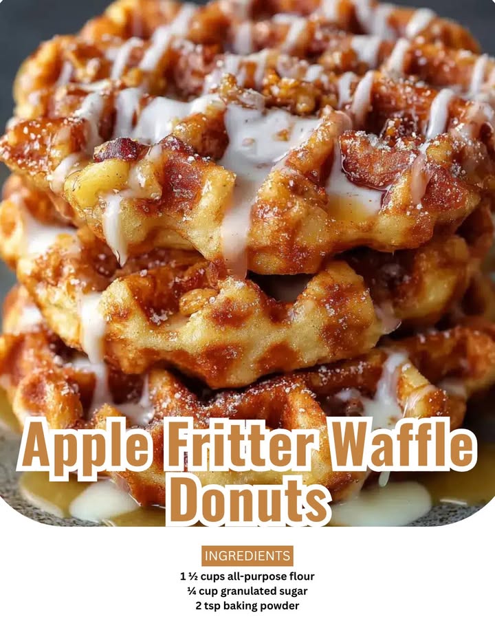 Cinnamon-Spiced Apple Fritter Waffles with Vanilla Glaze