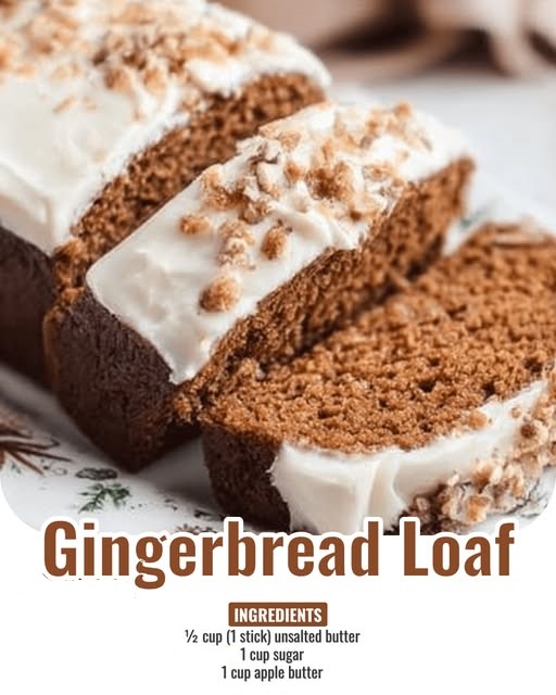 Spiced Apple Butter Gingerbread Loaf with Cream Cheese Frosting