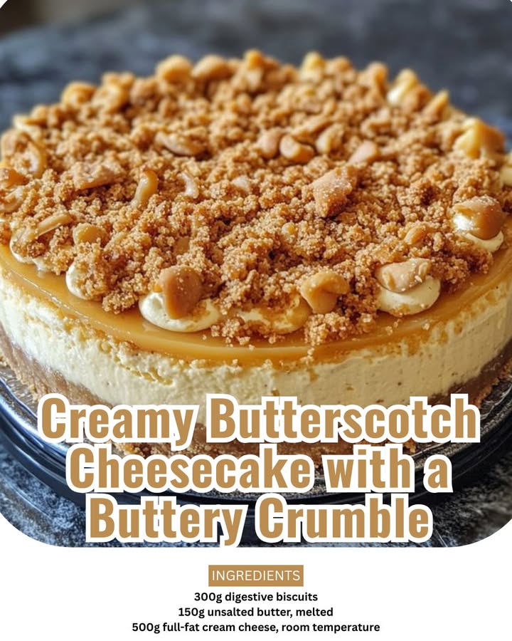 Decadent No-Bake Butterscotch Crumble Cheesecake