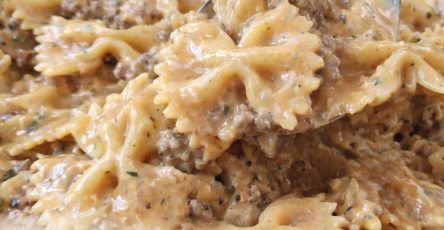 Easy Creamy Beef and Bowtie Pasta