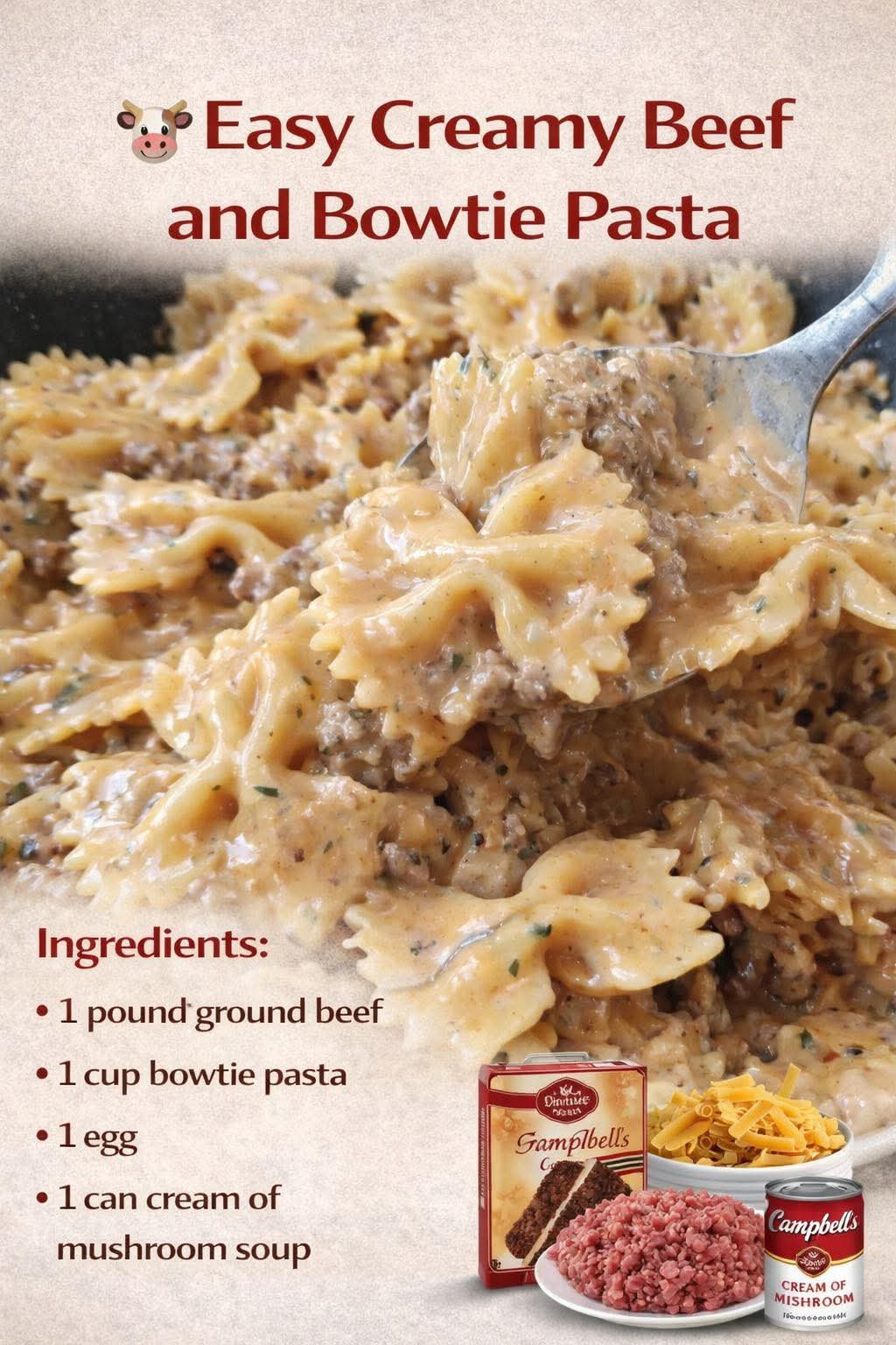 Easy Creamy Beef and Bowtie Pasta