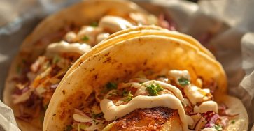 Fish Tacos with Cabbage Slaw and Chipotle Crema