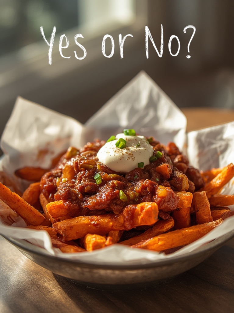 Loaded Sweet Potato Fries with Chili