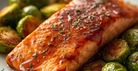 Maple Glazed Salmon with Roasted Brussels Sprouts