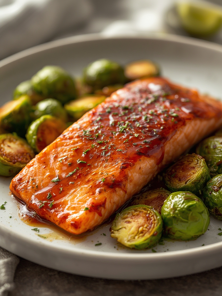 Maple Glazed Salmon with Roasted Brussels Sprouts