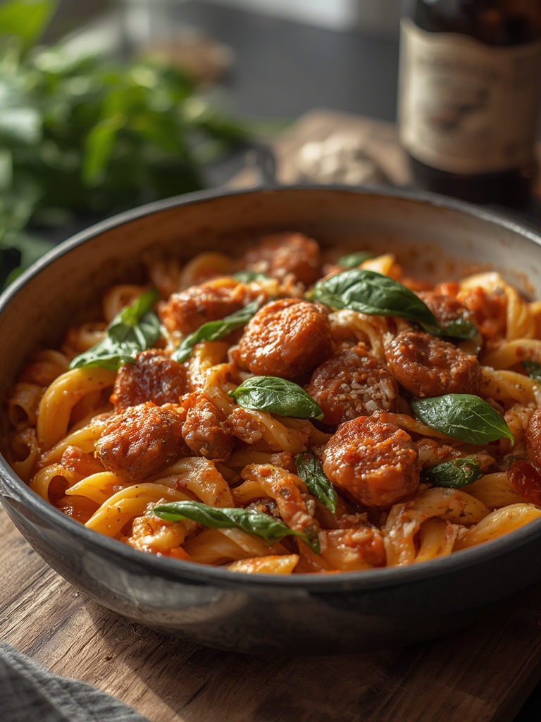 One-Pot Pasta with Sausage and Spinach
