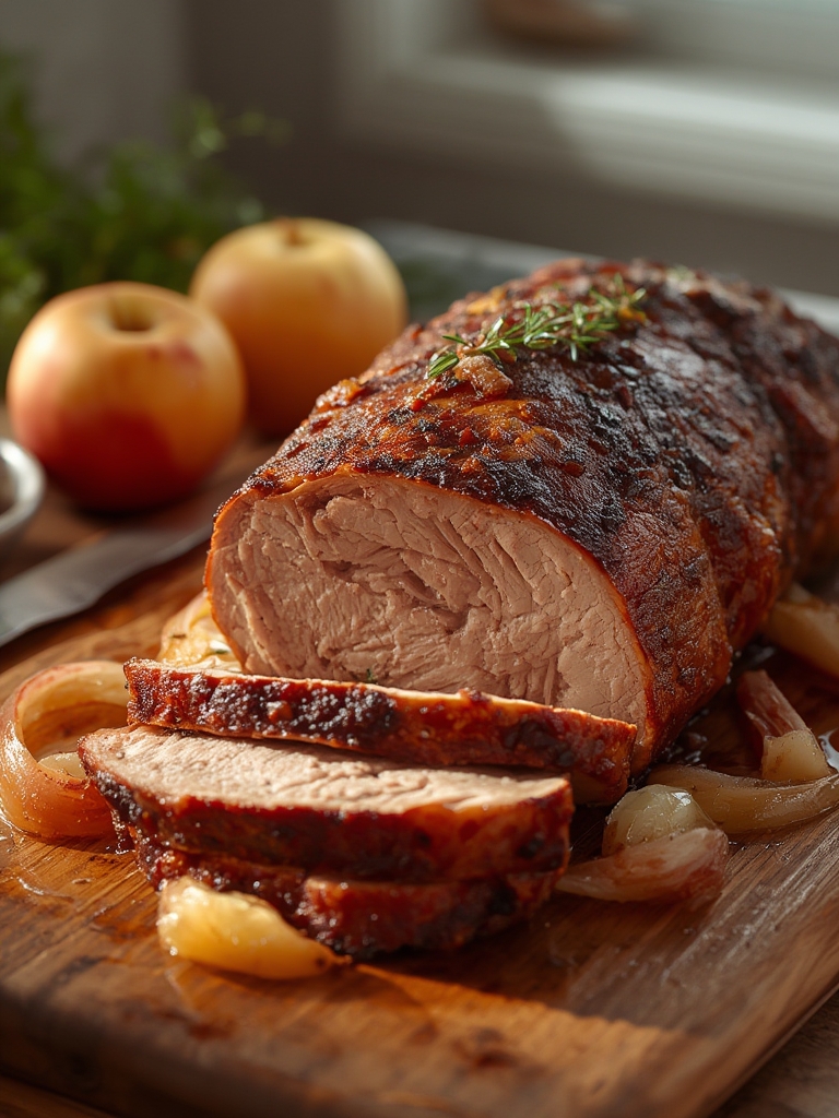 Pork Loin Roast with Apples and Onions
