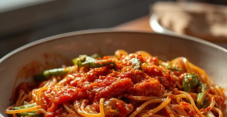 Spicy Gochujang Noodles with Vegetables