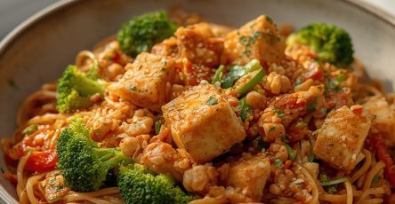 Spicy Peanut Noodles with Tofu & Broccoli