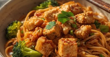 Spicy Peanut Noodles with Tofu & Broccoli